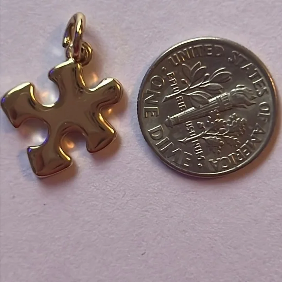 GOLD AUTISM PUZZLE PIECE CHARM - Picture 4 of 4